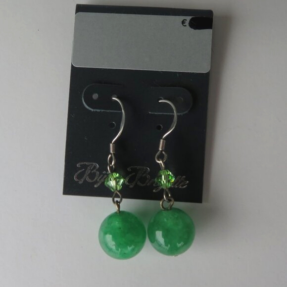 Sterling Silver Green Quartz CZ Dangle Earrings - Picture 15 of 15